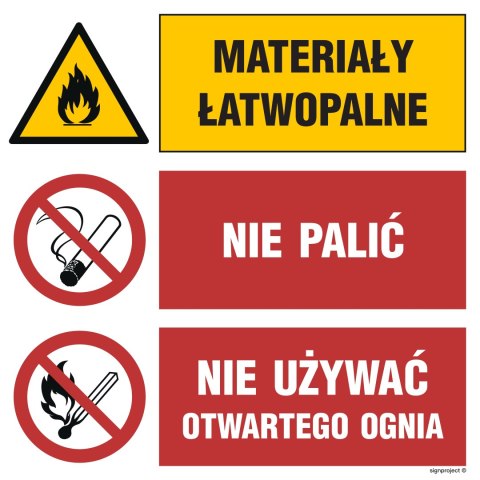 Znak GO001 Materiały łatwopalne, 600x600 mm, PN - Płyta 1 mm Znak GO001 Materiały łatwopalne, 600x600 mm, PN - Płyta 1 mm