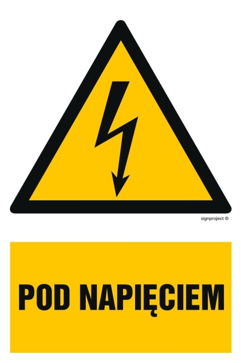 Znak HA008 Pod napięciem, 500x750 mm, FN - Folia samoprzylepna Znak HA008 Pod napięciem, 500x750 mm, FN - Folia samoprzylepna