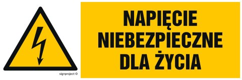 Znak HB002 Napięcie niebezpieczne dla życia, 300x100 mm, FN - Folia samoprzylepna Znak HB002 Napięcie niebezpieczne dla życia, 300x100 mm, FN - Folia samoprzylepna