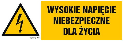 Znak HB004 Wysokie napięcie niebezpieczne dla życia, 150x50 mm, FN - Folia samoprzylepna Znak HB004 Wysokie napięcie niebezpieczne dla życia, 150x50 mm, FN - Folia samoprzylepna