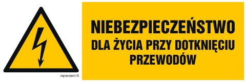 Znak HB006 Niebezpieczeństwo dla życia przy dotykaniu urządzeń elektrycznych, 150x50 mm, PN - Płyta 1 mm Znak HB006 Niebezpieczeństwo dla życia przy dotykaniu urządzeń elektrycznych, 150x50 mm, PN - Płyta 1 mm