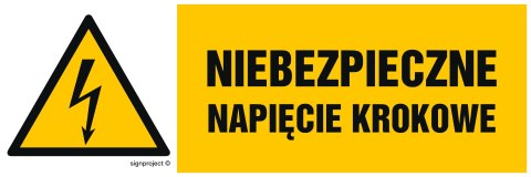 Znak HB014 Niebezpieczne napięcie krokowe, 150x50 mm, FN - Folia samoprzylepna Znak HB014 Niebezpieczne napięcie krokowe, 150x50 mm, FN - Folia samoprzylepna
