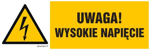 Znak HB016 Uwaga wysokie napięcie, 200x67 mm, FN - Folia samoprzylepna Znak HB016 Uwaga wysokie napięcie, 200x67 mm, FN - Folia samoprzylepna