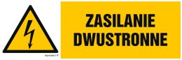 Znak HB017 Zasilanie dwustronne, 450x150 mm, FN - Folia samoprzylepna