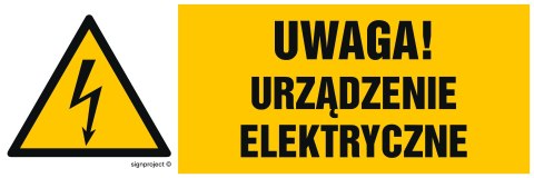Znak HB020 Uwaga urządzenie elektryczne, 200x67 mm, PN - Płyta 1 mm Znak HB020 Uwaga urządzenie elektryczne, 200x67 mm, PN - Płyta 1 mm