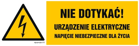 Znak HB022 Nie dotykać urządzenie elektryczne napięcie niebezpieczne dla życia, 200x67 mm, FN - Folia samoprzylepna Znak HB022 Nie dotykać urządzenie elektryczne napięcie niebezpieczne dla życia, 200x67 mm, FN - Folia samoprzylepna