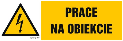 Znak HB023 Prace na obiekcie - arkusz 8 naklejek - arkusz 8 naklejek, 100x33 mm, FN - Folia samoprzylepna Znak HB023 Prace na obiekcie - arkusz 8 naklejek - arkusz 8 naklejek, 100x33 mm, FN - Folia samoprzylepna