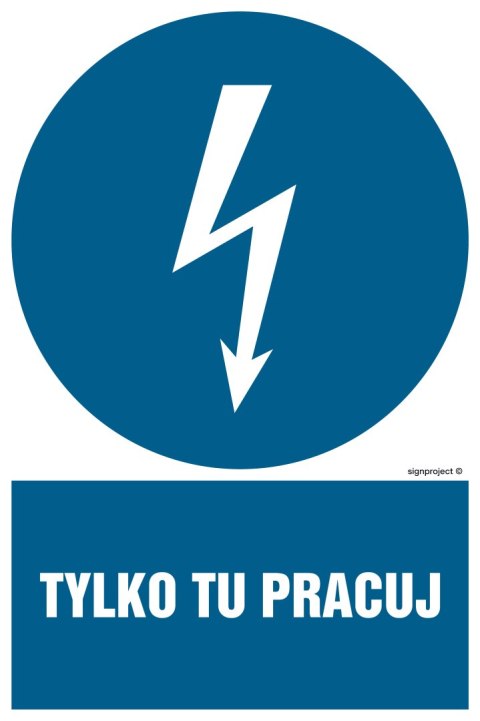 Znak HE009 Tylko tu pracuj, 200x300 mm, PN - Płyta 1 mm Znak HE009 Tylko tu pracuj, 200x300 mm, PN - Płyta 1 mm
