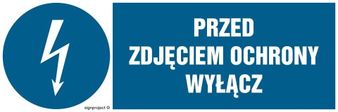 Znak HF014 Przed zdjęciem ochrony wyłącz - arkusz 8 naklejek - arkusz 8 naklejek, 100x33 mm, FN - Folia samoprzylepna Znak HF014 Przed zdjęciem ochrony wyłącz - arkusz 8 naklejek - arkusz 8 naklejek, 100x33 mm, FN - Folia samoprzylepna