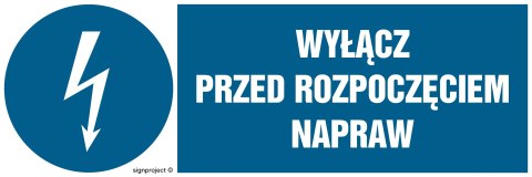 Znak HF018 Wyłącz przed rozpoczęciem napraw - arkusz 8 naklejek - arkusz 8 naklejek, 100x33 mm, FN - Folia samoprzylepna Znak HF018 Wyłącz przed rozpoczęciem napraw - arkusz 8 naklejek - arkusz 8 naklejek, 100x33 mm, FN - Folia samoprzylepna