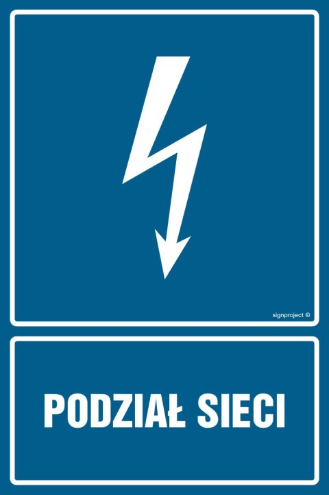 Znak HG002 Podział sieci, 100x150 mm, FN - Folia samoprzylepna Znak HG002 Podział sieci, 100x150 mm, FN - Folia samoprzylepna