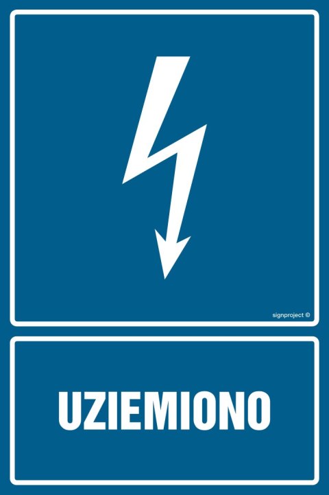 Znak HG003 Uziemiono, 350x525 mm, PN - Płyta 1 mm Znak HG003 Uziemiono, 350x525 mm, PN - Płyta 1 mm