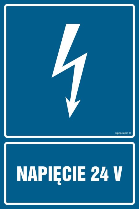 Znak HG007 Napięcie 24 V - opakowanie 10 sztuk, 50x75 mm, PN - Płyta 1 mm Znak HG007 Napięcie 24 V - opakowanie 10 sztuk, 50x75 mm, PN - Płyta 1 mm