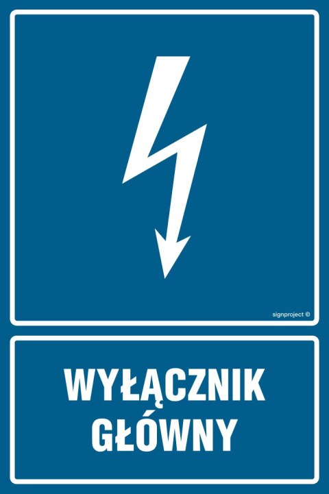 Znak HG012 Wyłącznik główny - opakowanie 10 sztuk, 50x75 mm, PN - Płyta 1 mm Znak HG012 Wyłącznik główny - opakowanie 10 sztuk, 50x75 mm, PN - Płyta 1 mm