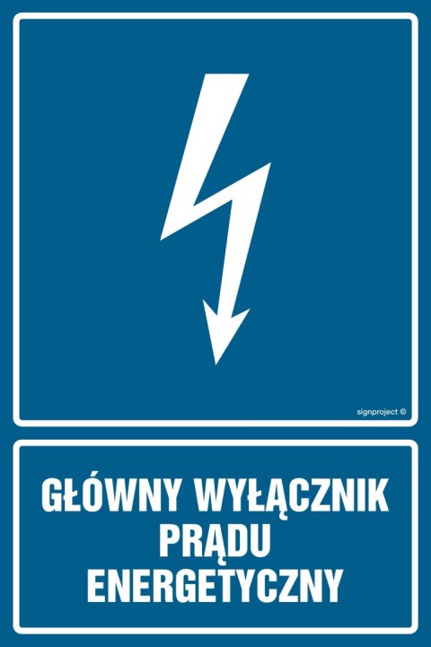 Znak HG015 Główny wyłącznik energetyczny prądu, 200x300 mm, PN - Płyta 1 mm Znak HG015 Główny wyłącznik energetyczny prądu, 200x300 mm, PN - Płyta 1 mm