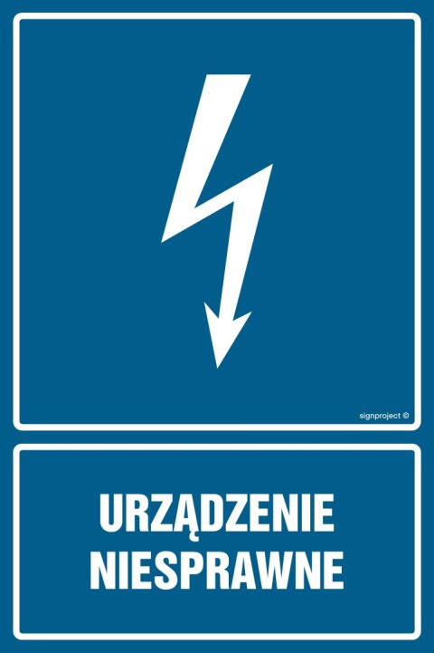Znak HG018 Urządzenie niesprawne, 350x525 mm, PN - Płyta 1 mm Znak HG018 Urządzenie niesprawne, 350x525 mm, PN - Płyta 1 mm