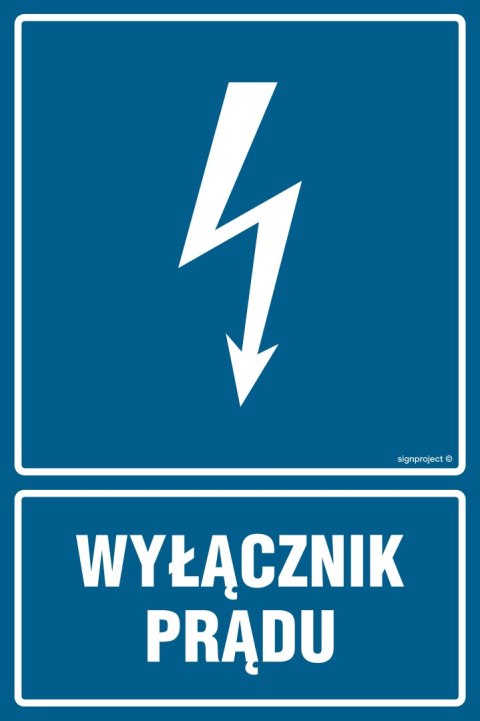 Znak HG019 Wyłącznik prądu, 700x1050 mm, PN - Płyta 1 mm Znak HG019 Wyłącznik prądu, 700x1050 mm, PN - Płyta 1 mm