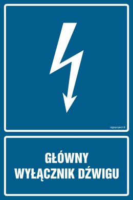 Znak HG023 Główny wyłącznik dźwigu, 100x150 mm, PN - Płyta 1 mm