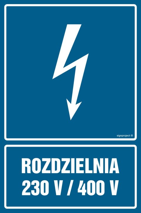 Znak HG027 Rozdzielnia 230V/440V - opakowanie 10 sztuk, 50x75 mm, PN - Płyta 1 mm Znak HG027 Rozdzielnia 230V/440V - opakowanie 10 sztuk, 50x75 mm, PN - Płyta 1 mm