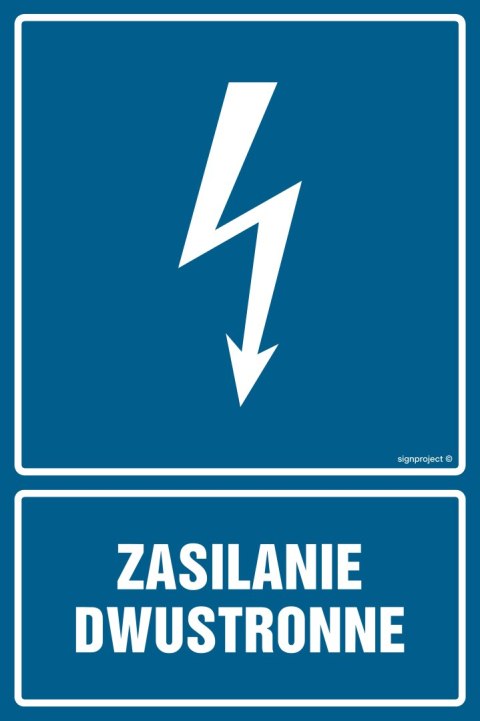 Znak HG031 Zasilanie dwustronne, 700x1050 mm, PN - Płyta 1 mm Znak HG031 Zasilanie dwustronne, 700x1050 mm, PN - Płyta 1 mm