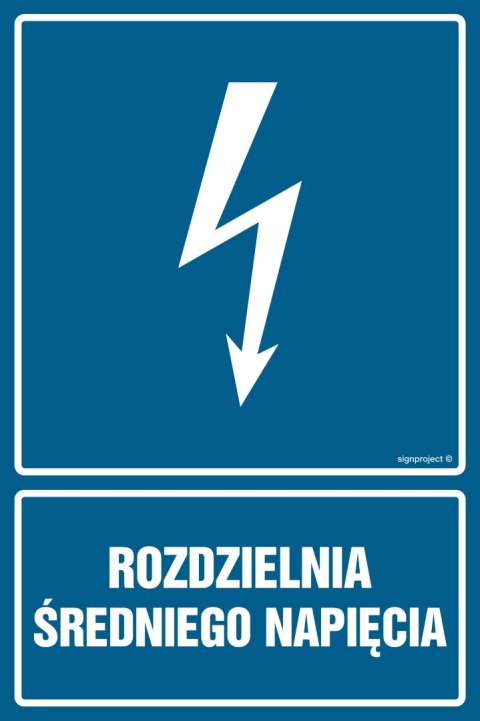 Znak HG034 Rozdzielnia średniego napięcia, 75x100 mm, PN - Płyta 1 mm Znak HG034 Rozdzielnia średniego napięcia, 75x100 mm, PN - Płyta 1 mm