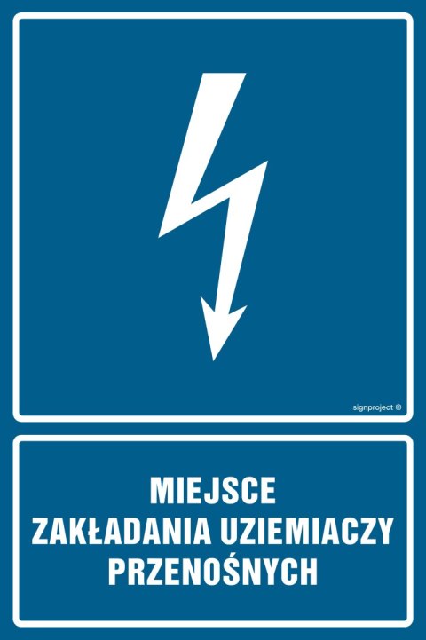 Znak HG041 Miejsce zakładania uziemiaczy przenośnych, 500x750 mm, PN - Płyta 1 mm Znak HG041 Miejsce zakładania uziemiaczy przenośnych, 500x750 mm, PN - Płyta 1 mm