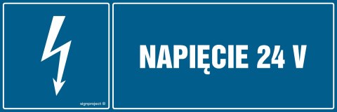 Znak HH007 Napięcie 24V, 150x50 mm, PN - Płyta 1 mm Znak HH007 Napięcie 24V, 150x50 mm, PN - Płyta 1 mm