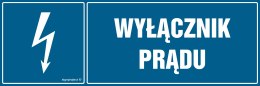 Znak HH019 Wyłącznik prądu, 200x67 mm, PN - Płyta 1 mm