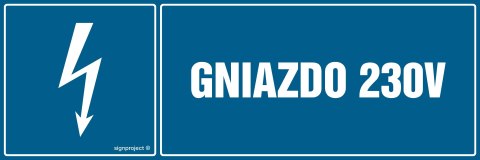 Znak HH036 Gniazdo 230 V, 150x50 mm, PN - Płyta 1 mm Znak HH036 Gniazdo 230 V, 150x50 mm, PN - Płyta 1 mm