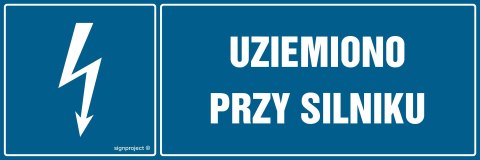 Znak HH050 Uziemiono przy silniku, 200x67 mm, PN - Płyta 1 mm Znak HH050 Uziemiono przy silniku, 200x67 mm, PN - Płyta 1 mm