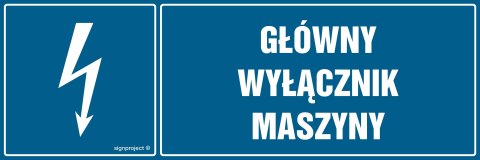 Znak HH056 Główny wyłącznik maszyny, 450x150 mm, PN - Płyta 1 mm Znak HH056 Główny wyłącznik maszyny, 450x150 mm, PN - Płyta 1 mm
