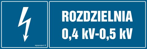 Znak HI007 Rozdzielnia 0.4 kV-0.5 kV, 450x150 mm, PN - Płyta 1 mm Znak HI007 Rozdzielnia 0.4 kV-0.5 kV, 450x150 mm, PN - Płyta 1 mm