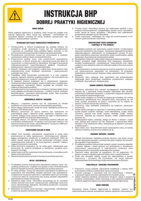 IAA38 Instrukcja ogólna BHP dobrej praktyki higienicznej, 245x350 mm, FN - Folia samoprzylepna IAA38 Instrukcja ogólna BHP dobrej praktyki higienicznej, 245x350 mm, FN - Folia samoprzylepna