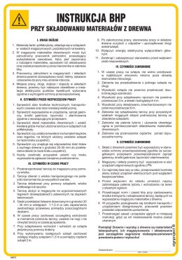 IAB12 Instrukcja BHP przy składowaniu materiałów z drewna, 245x350 mm, PN - Płyta 1 mm