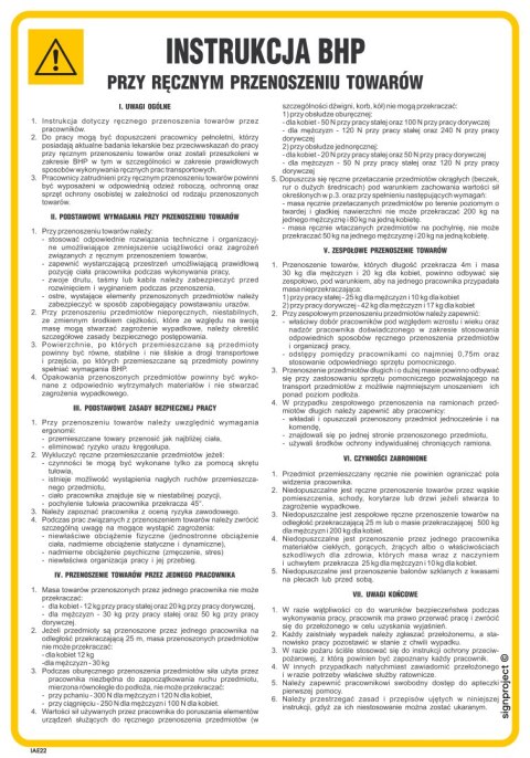 IAE22 Instrukcja BHP przy ręcznym przenoszeniu towarów, 245x350 mm, FN - Folia samoprzylepna IAE22 Instrukcja BHP przy ręcznym przenoszeniu towarów, 245x350 mm, FN - Folia samoprzylepna