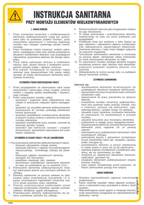 IAF28 Instrukcja sanitarna przy montażu elementów wielkowymiarowych, 245x350 mm, HN - Płyta TD-flex 0,4mm
