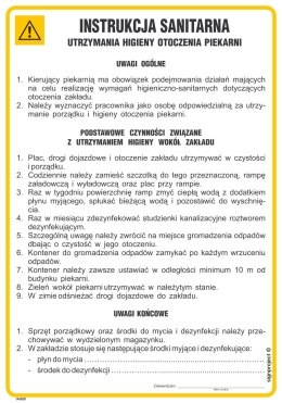 IAG50 Instrukcja sanitarna utrzymania higieny otoczenia piekarni, 245x350 mm, PN - Płyta 1 mm