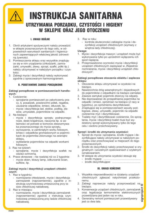 IAG55 Instrukcja sanitarna utrzymania porządku, 245x350 mm, PN - Płyta 1 mm IAG55 Instrukcja sanitarna utrzymania porządku, 245x350 mm, PN - Płyta 1 mm
