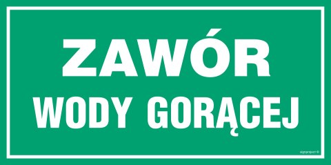 Znak JD026 Zawór wody gorącej, 200x100 mm, PN - Płyta 1 mm Znak JD026 Zawór wody gorącej, 200x100 mm, PN - Płyta 1 mm