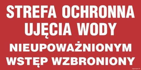 Znak JD033 Strefa ochronna ujęcia wody, 600x300 mm, FN - Folia samoprzylepna