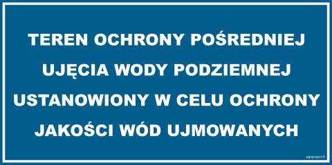 Znak JD037 Teren ochrony pośredniej ujecia wody podziemnej, 800x400 mm, FN - Folia samoprzylepna Znak JD037 Teren ochrony pośredniej ujecia wody podziemnej, 800x400 mm, FN - Folia samoprzylepna