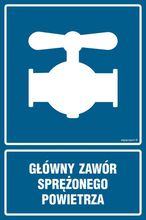 Znak JD040 Główny zawór sprężonego powietrza - arkusz 9 naklejek, 50x75 mm, FN - Folia samoprzylepna