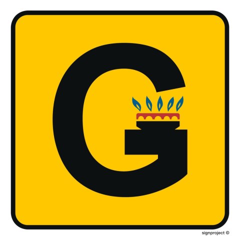 Znak JD059 Gaz, 350x350 mm, PN - Płyta 1 mm Znak JD059 Gaz, 350x350 mm, PN - Płyta 1 mm