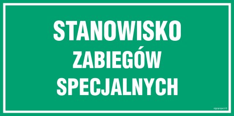 Znak JE016 Stanowisko zabiegów specjalnych, 300x150 mm, PN - Płyta 1 mm Znak JE016 Stanowisko zabiegów specjalnych, 300x150 mm, PN - Płyta 1 mm
