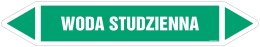 Znak JF501 WODA STUDZIENNA - arkusz 16 naklejek, 140x25 mm, FN - Folia samoprzylepna