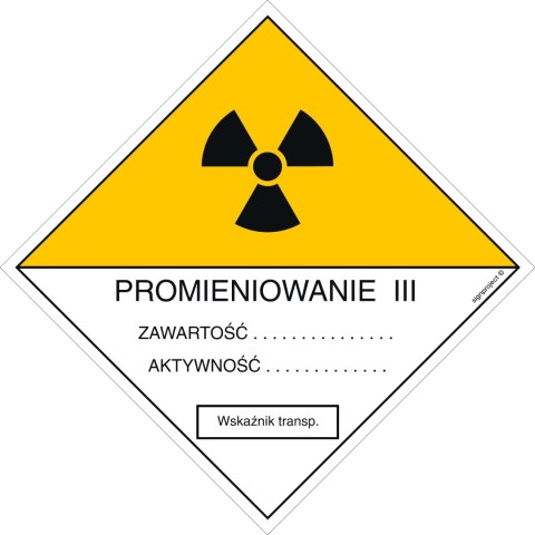 Znak KA005 Znak ostrzegawczy do oznakowania przesyłek transportowych kategorii III, 150x150 mm, FN - Folia samoprzylepna Znak KA005 Znak ostrzegawczy do oznakowania przesyłek transportowych kategorii III, 150x150 mm, FN - Folia samoprzylepna