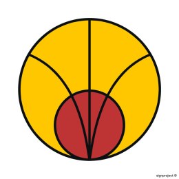 Znak KC005 Strefa zagrożenia, 150x150 mm, FN - Folia samoprzylepna