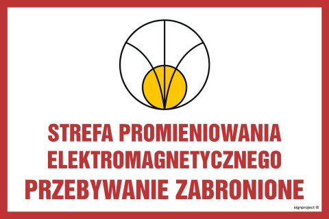 Znak KC006 Strefa promieniowania elektromagnetycznego, 225x150 mm, FN - Folia samoprzylepna Znak KC006 Strefa promieniowania elektromagnetycznego, 225x150 mm, FN - Folia samoprzylepna