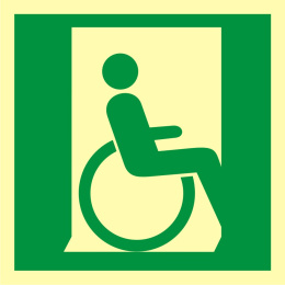 Drzwi ewakuacyjne dla niepełnosprawnych w prawo, 10x10 cm, PCV 1 mm