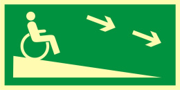 Zjazd ewakuacyjny na niższą kondygnację dla niepełnosprawnych w prawo, 10x20 cm, PCV 1 mm